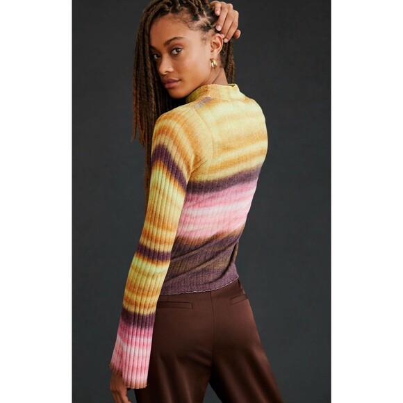 Anthropologie Pilcro Sweater Velvet Turtleneck  Pink Preppy Retro Size XS NWT - Picture 5 of 11